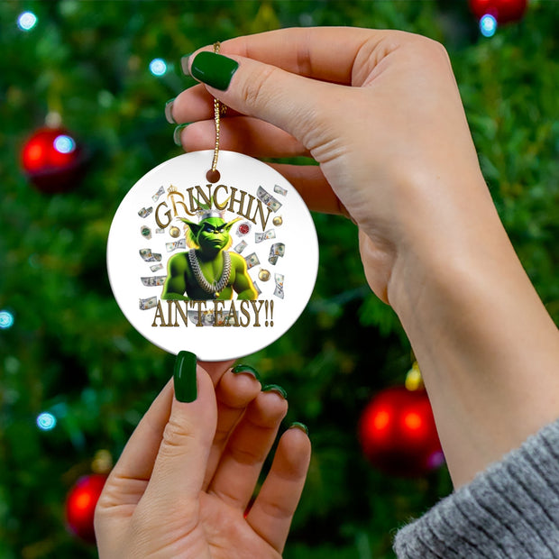 Christmas Grinch Ceramic Ornament