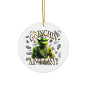 Christmas Grinch Ceramic Ornament